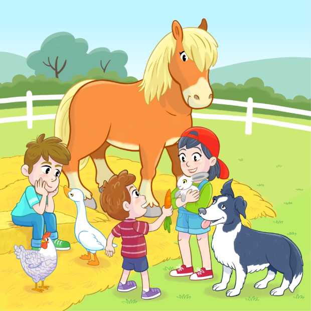 friends on farm